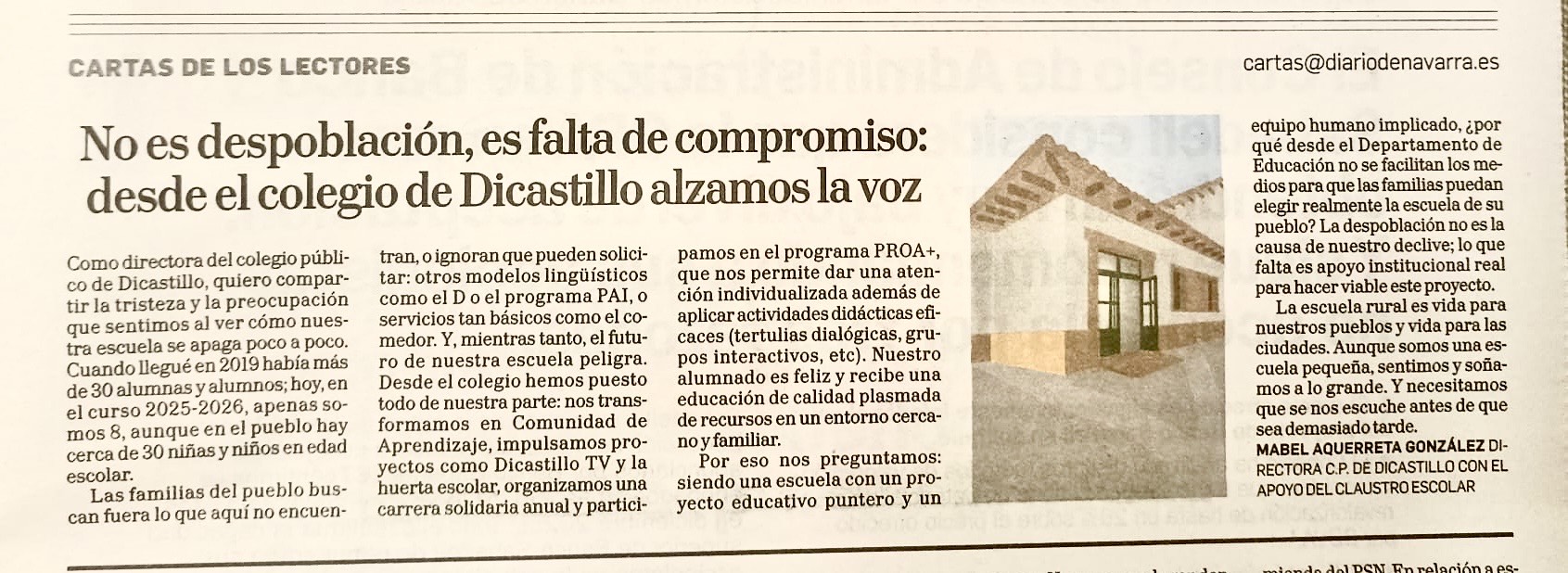 No es despoblación, es falta de compromiso: nuestra carta al Diario de Navarra ya ve la luz